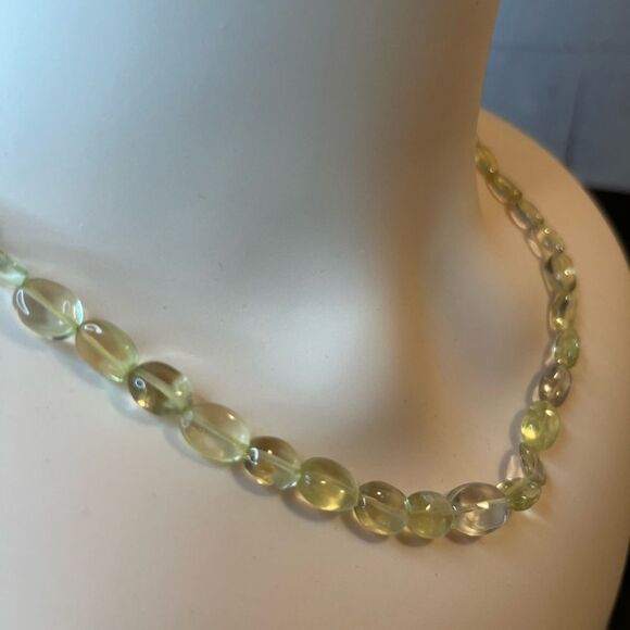 Beaded Lemon Quartz Necklace In Stainless Steel 85ctw 18” - Picture 2 of 6